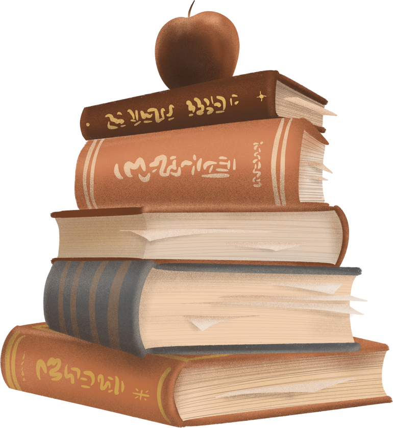 Stack of Books and Apple